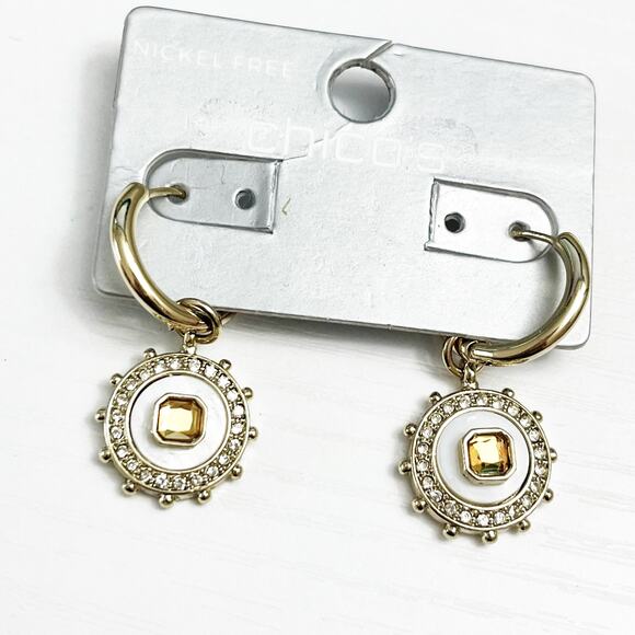 NEW Chico's Hoop & Crystal Charm Earrings - Picture 5 of 6